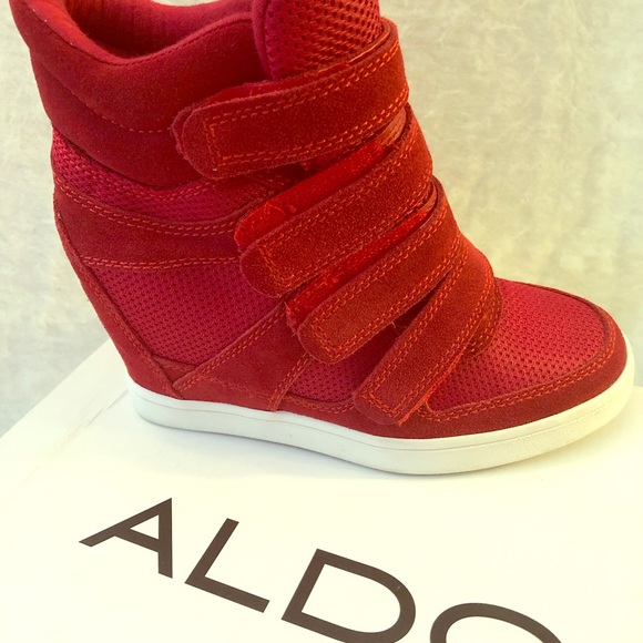 aldo red sneaker wedges